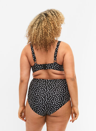Bikinitrosa med extra hög midja i tryck , Black White Dot, Model image number 1