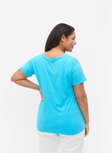Enfärgad t-shirt i bomull, Blue Atoll, Model image number 1