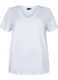 Kortärmad t-shirt med v-hals, Bright White
