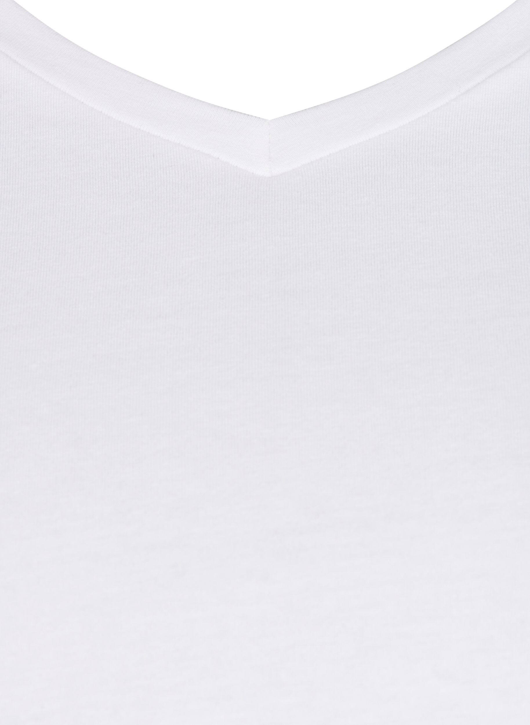 Zizzi Enf&auml;rgad bas-t-shirt i bomull, Vit, Packshot image number 2