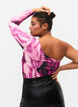 One shoulder-topp med tryck, Raspberry Rose AOP, Model image number 1