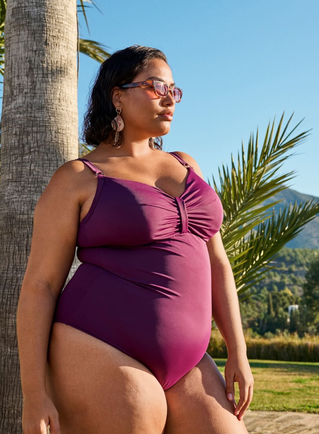 Zizzi Baddr&auml;kt med bygel och drapering, , Model