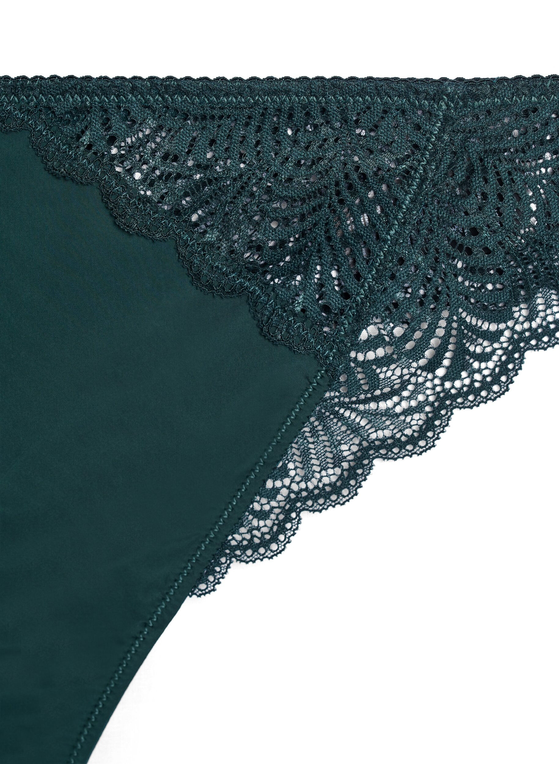 Zizzi Trosa i microfiber med spetsdetaljer, Gr&ouml;n, Packshot image number 2