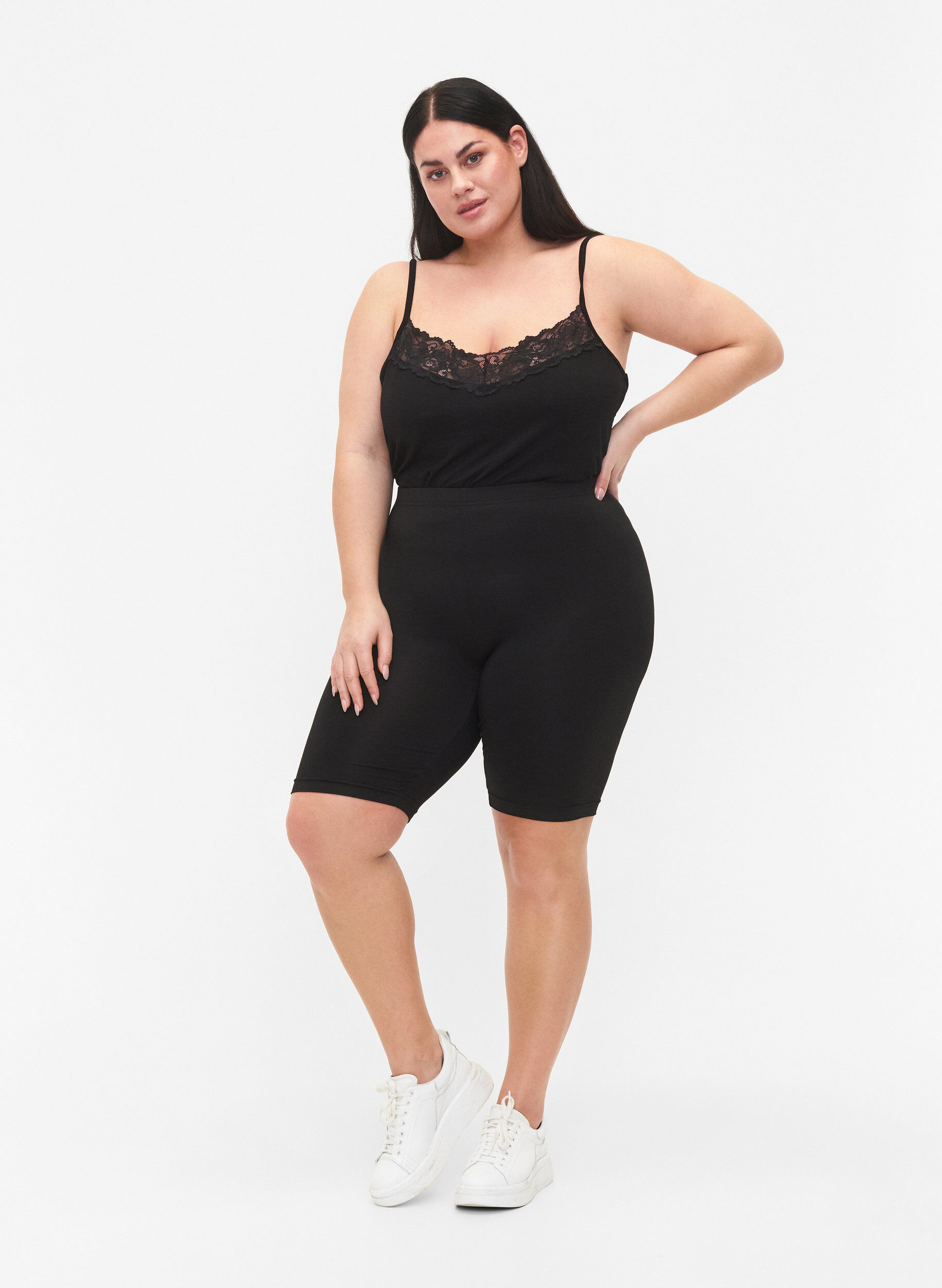 Zizzi 2-pack cykelshorts, Svart, Model image number 1