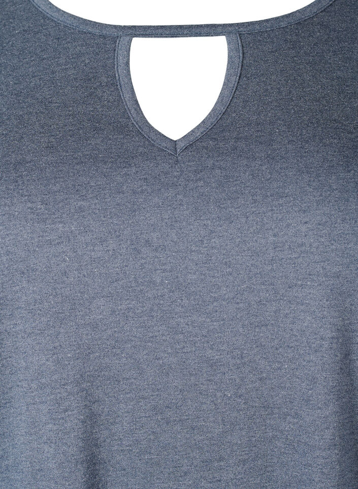 Långärmad melerad blus, Night Sky Mel. , Packshot image number 2