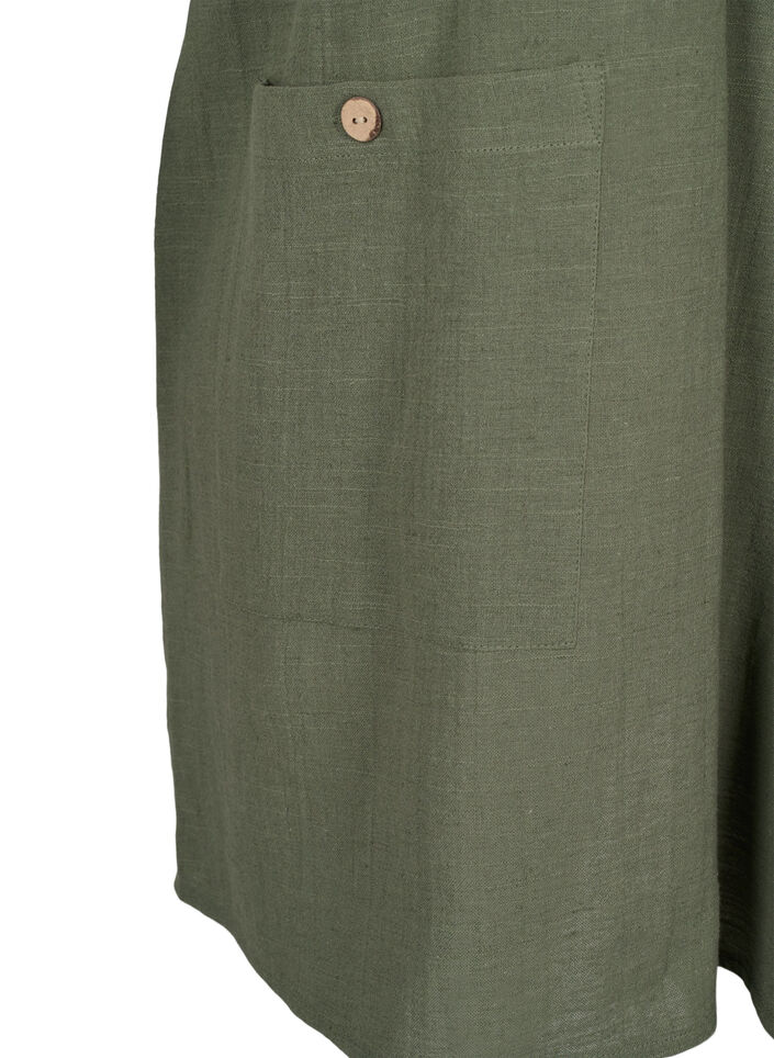 3/4-ärmad tunika i bomullsblandning med linne, Thyme, Packshot image number 3