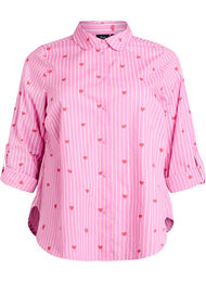 Skjortblus med r&auml;nder och hj&auml;rtan, Rosa