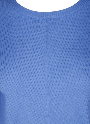 Stickad tröja med rund halsringning och ballongärmar, Ultramarine Mel., Packshot image number 2