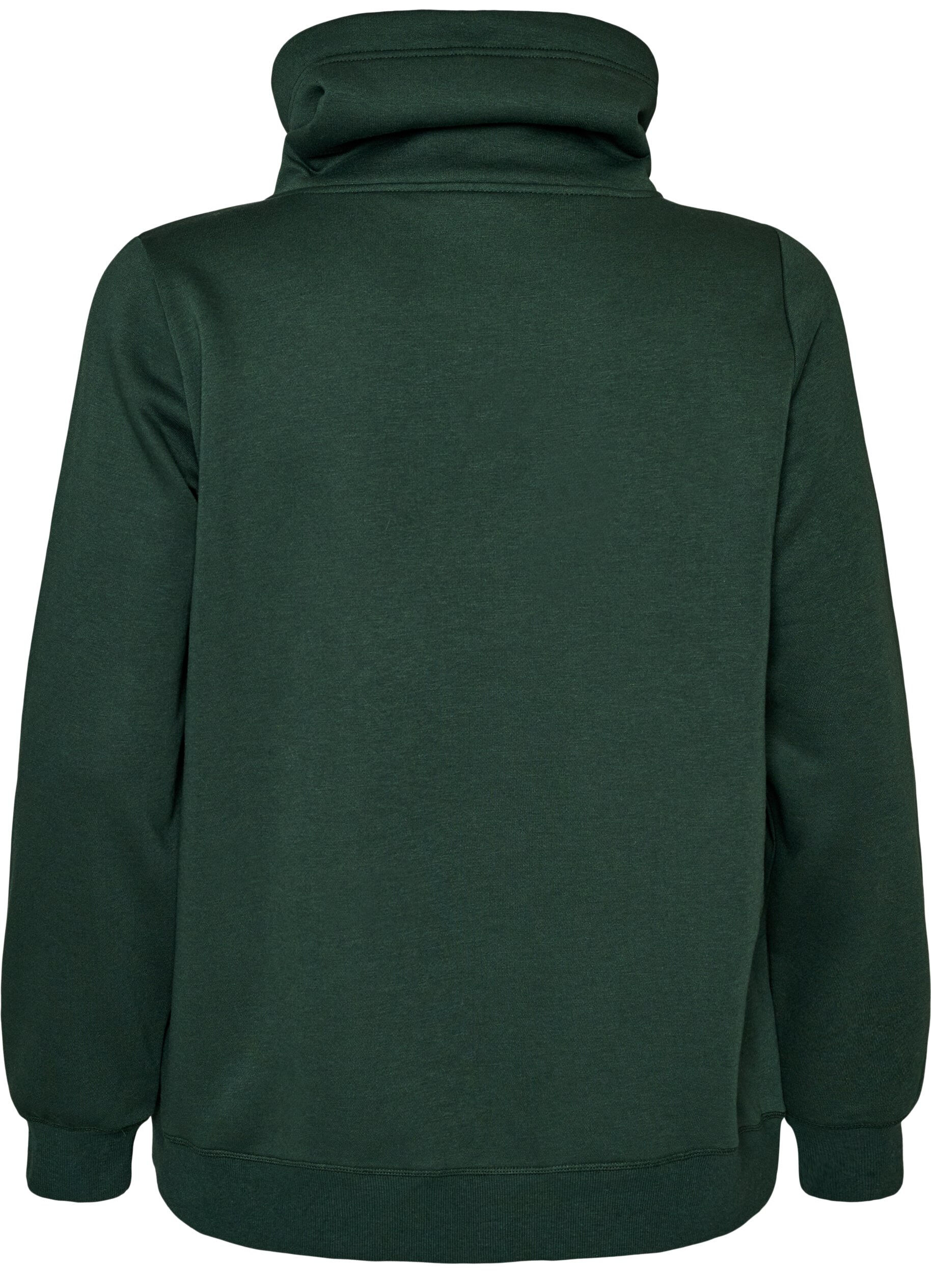 ZizziSweatshirt med h&ouml;g krage och fickor, Gr&ouml;n, Packshot image number 1