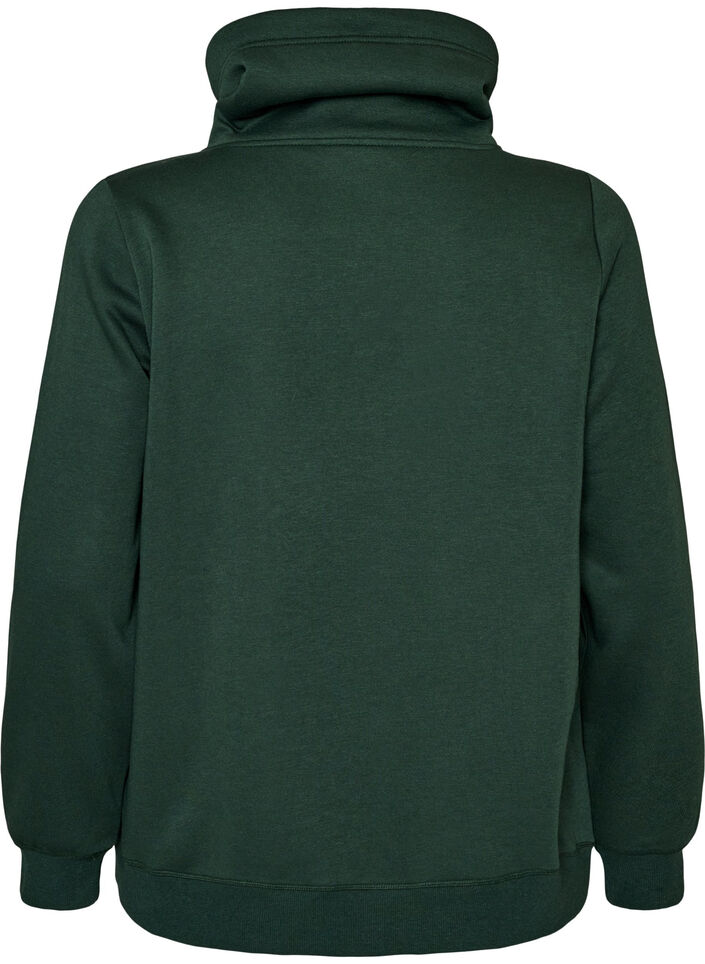 Sweatshirt med h&ouml;g krage och fickor, Gr&ouml;n, Packshot image number 1