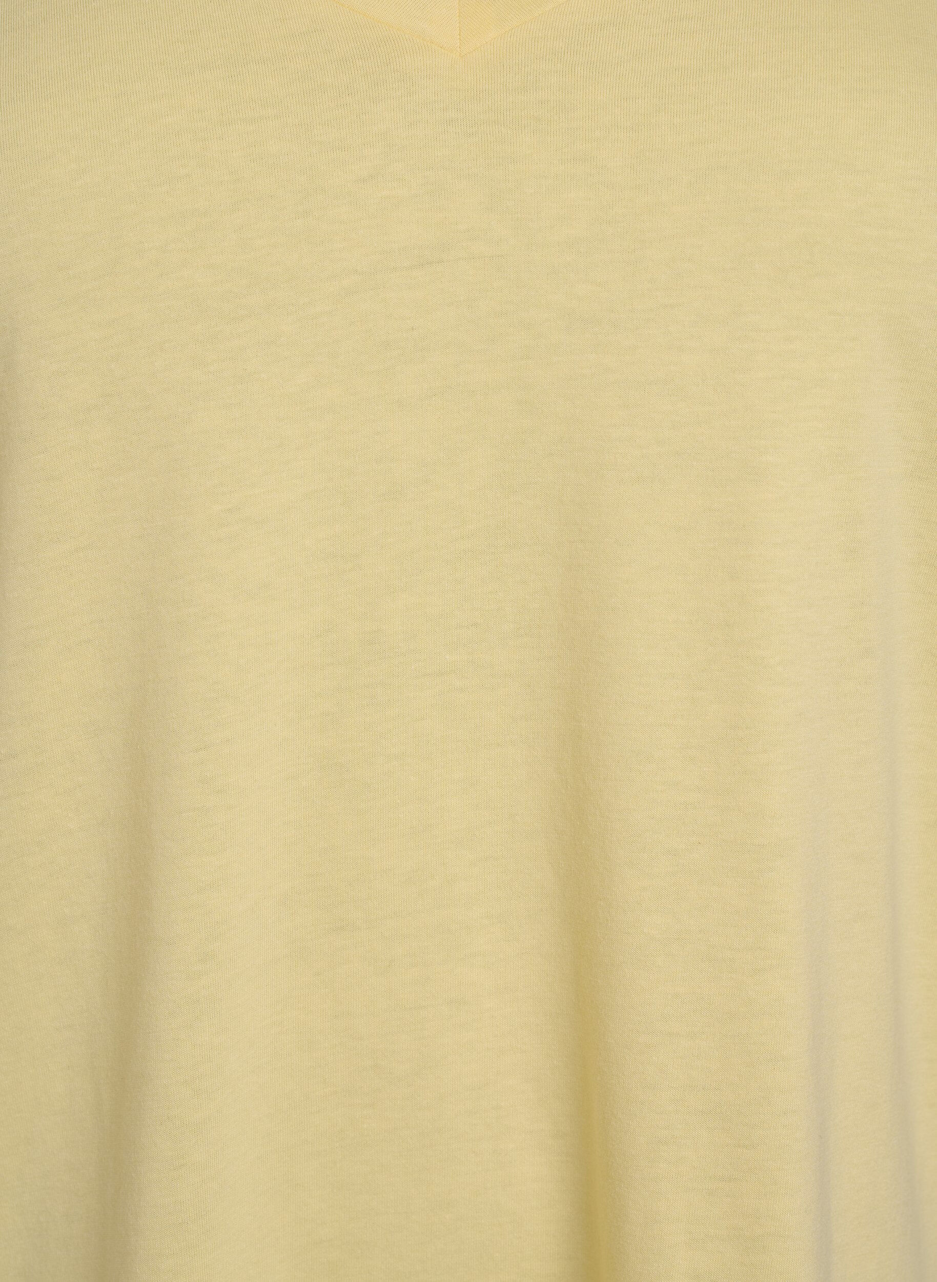 Zizzi Kort&auml;rmad t-shirt med v-hals, Gul, Packshot image number 2