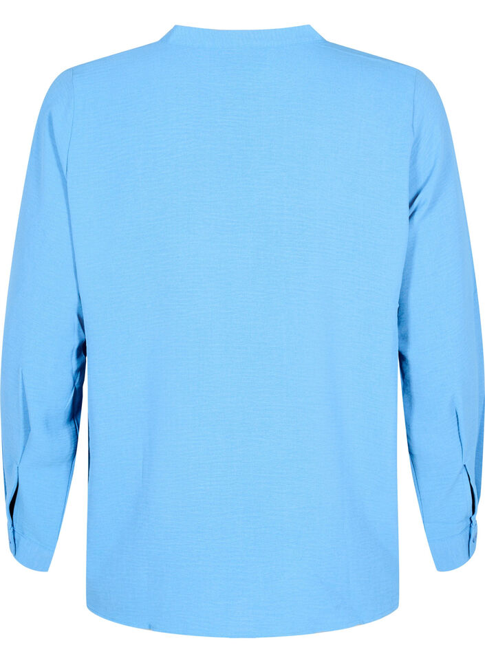 Långärmad skjortblus med V-ringning, Riverside, Packshot image number 1