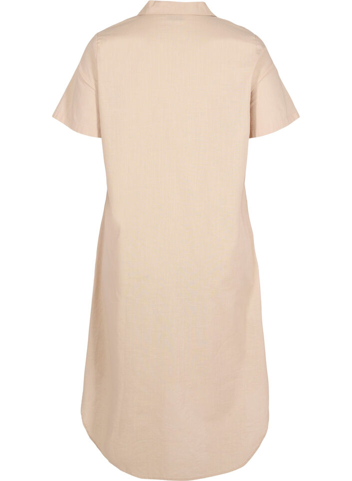 Lång bomullsskjorta med korta ärmar, Humus, Packshot image number 1