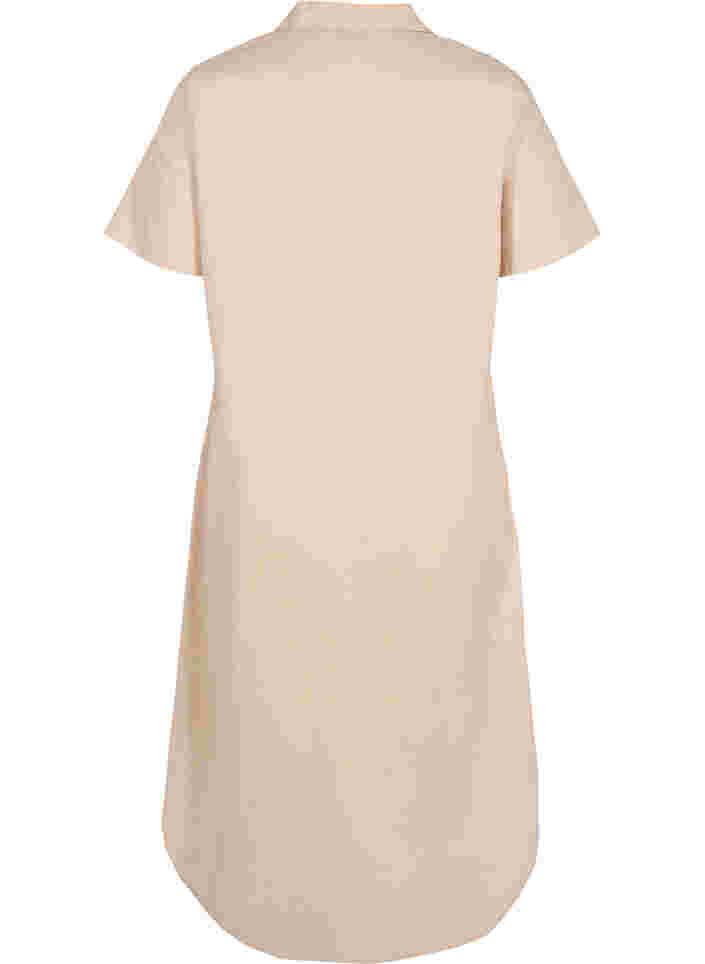 Lång bomullsskjorta med korta ärmar, Humus, Packshot image number 1