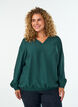Blus med ballongeffekt och chiffongdetaljer, Gr&ouml;n, Model image number 0