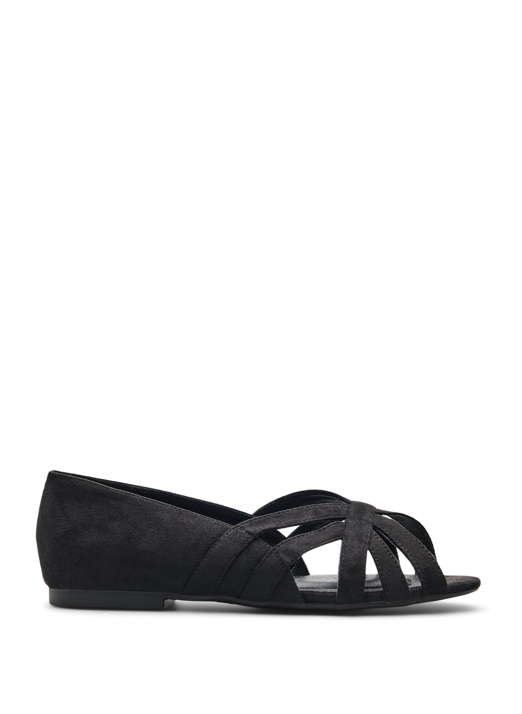 Extra Wide Fit - Ballerina i mockaimitation med korsade remmar