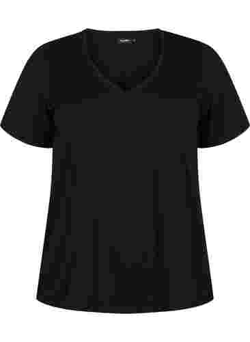 FLASH - 2-pack v-ringade t-shirtar, Navy Blazer/Black, Packshot image number 3
