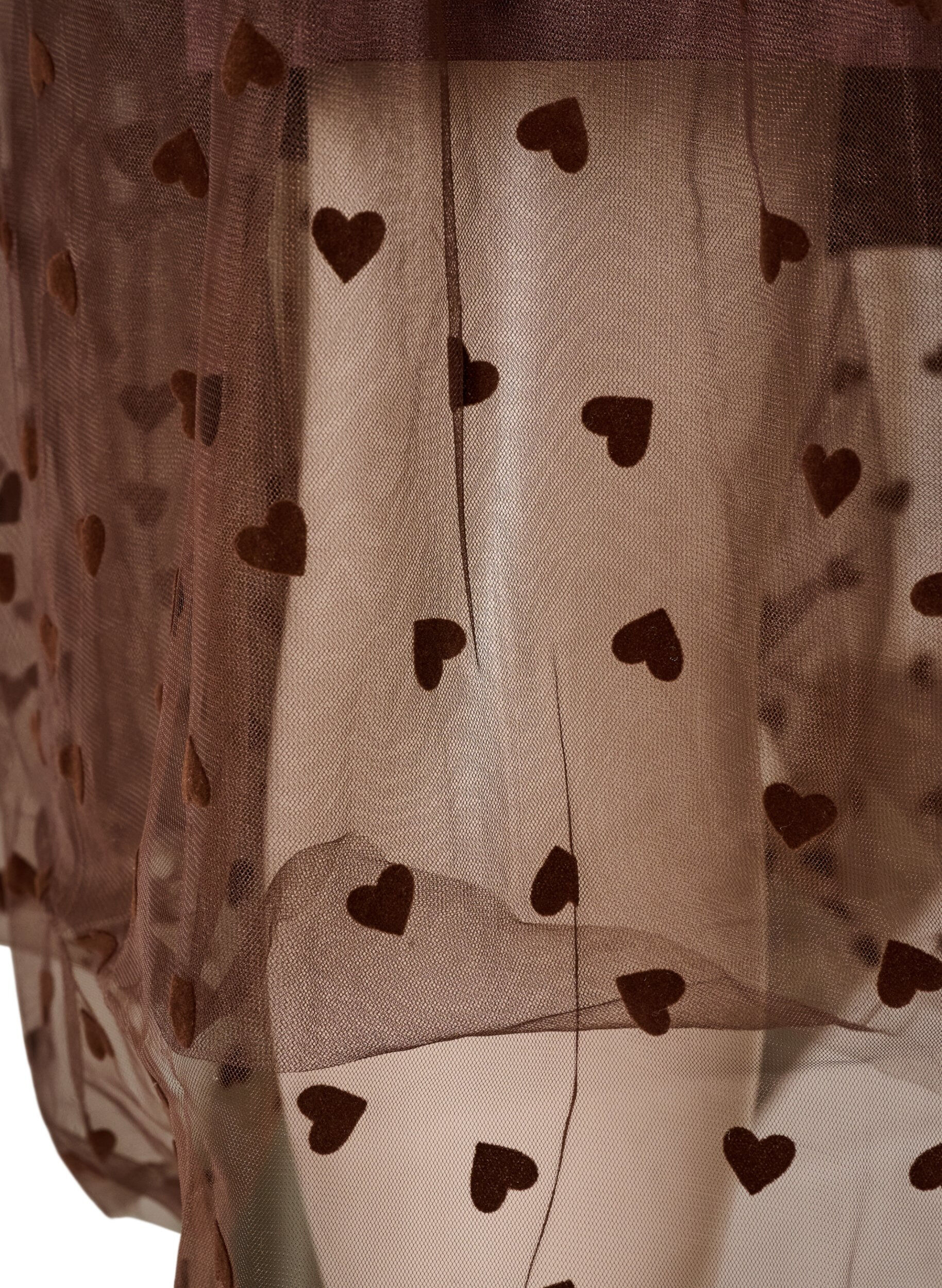 ZizziMidikjol i tyll med hj&auml;rtan, Brun, Packshot image number 3