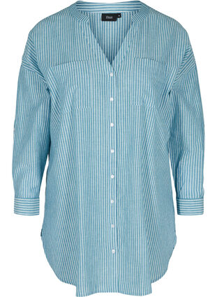 Randig skjorta i 100% bomull, Blue Stripe, Packshot image number 0