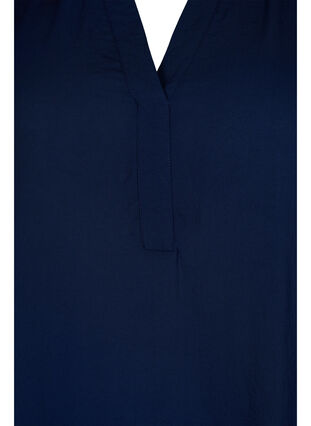 Blus med 3/4-ärmar och v-hals, Navy Blazer, Packshot image number 2