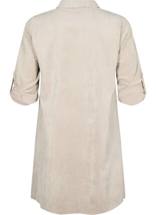 Sammetsklänning med dragkedja och 3/4-ärmar, Feather Gray, Packshot image number 1