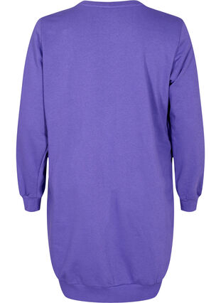 Sweatshirtklänning i bomull med texttryck, Purple Corallites, Packshot image number 1