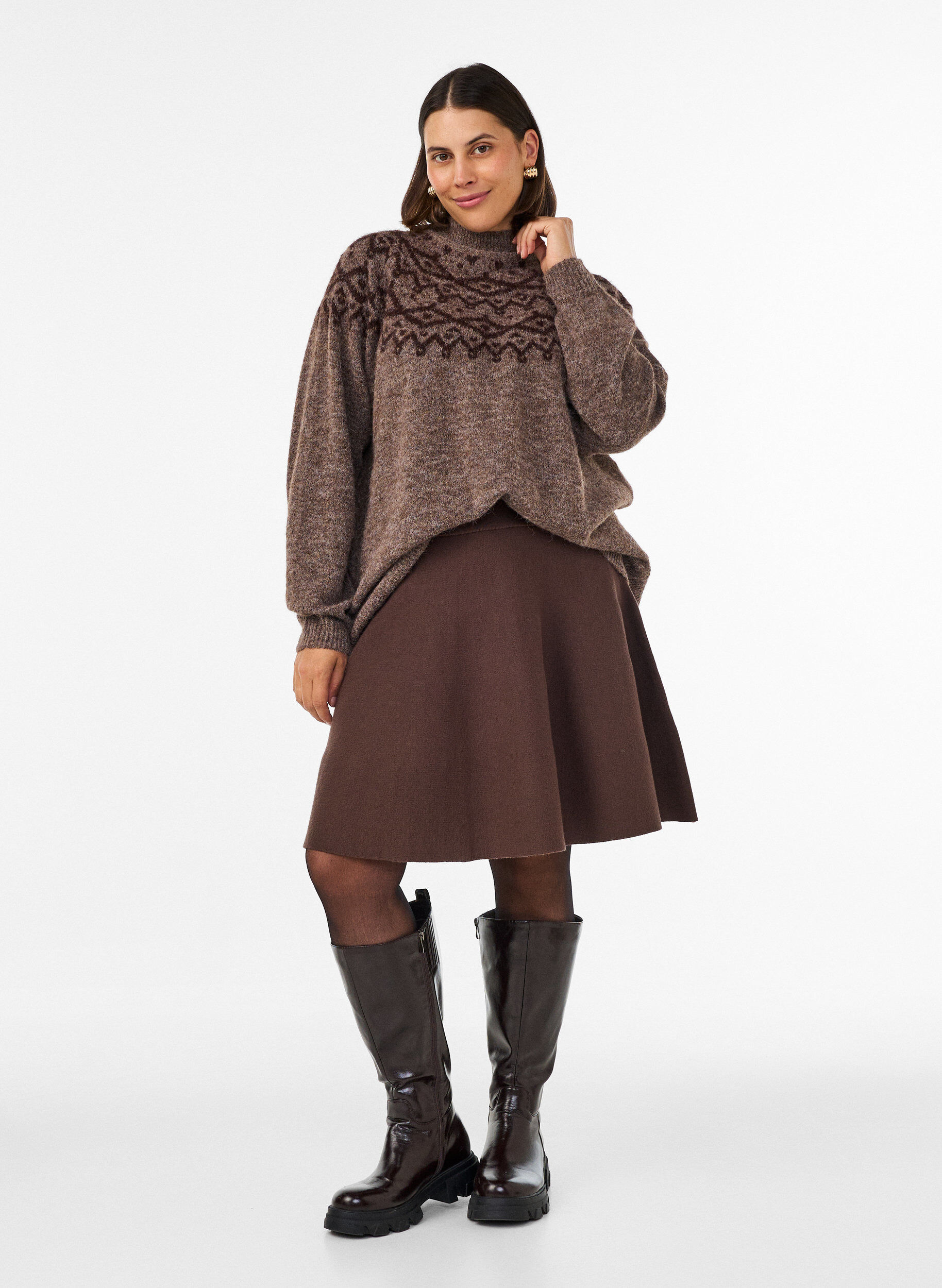 ZizziTr&ouml;ja med nordiskt m&ouml;nster, Brun, Model image number 1