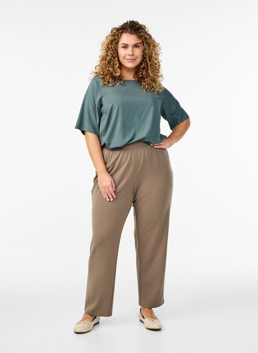 Byxor med rak passform, Beige, Model image number 0