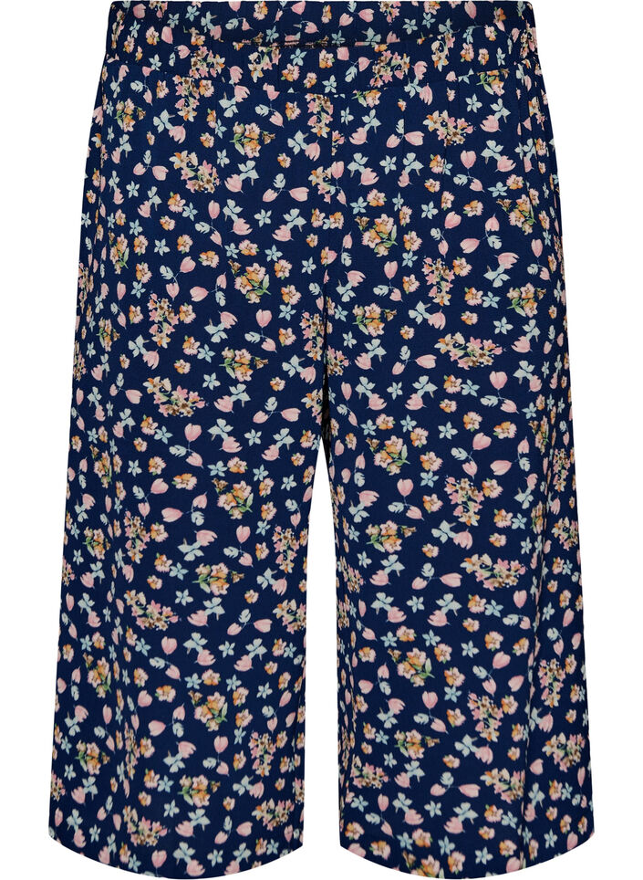 Culottebyxor med tryck, Bl&aring;, Packshot image number 0
