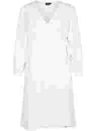 Omlottklänning med långa ärmar, Bright White