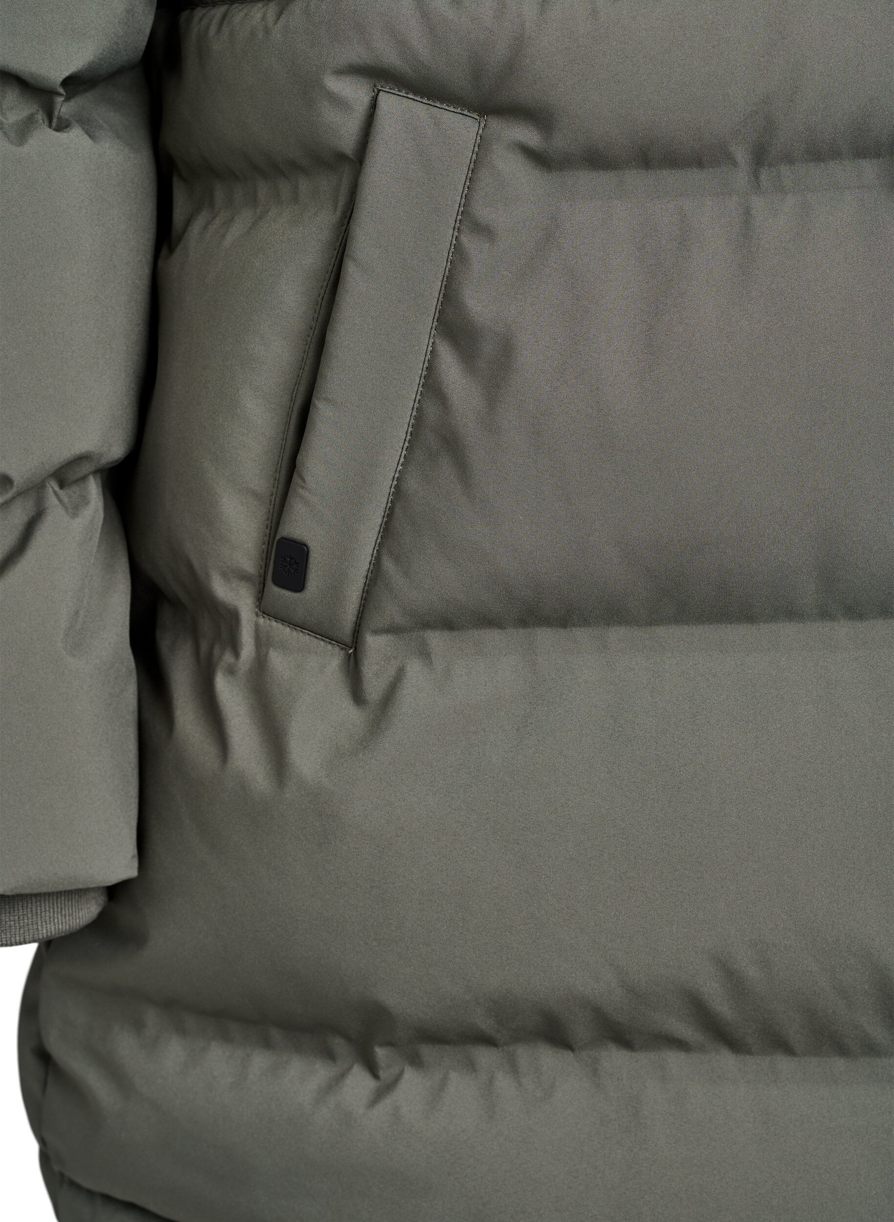 Zizzi Medell&aring;ng pufferjacka med justerbar midja, Gr&aring;, Packshot image number 3