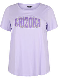 T-shirt i bomull med tryck, Lavender ARIZONA