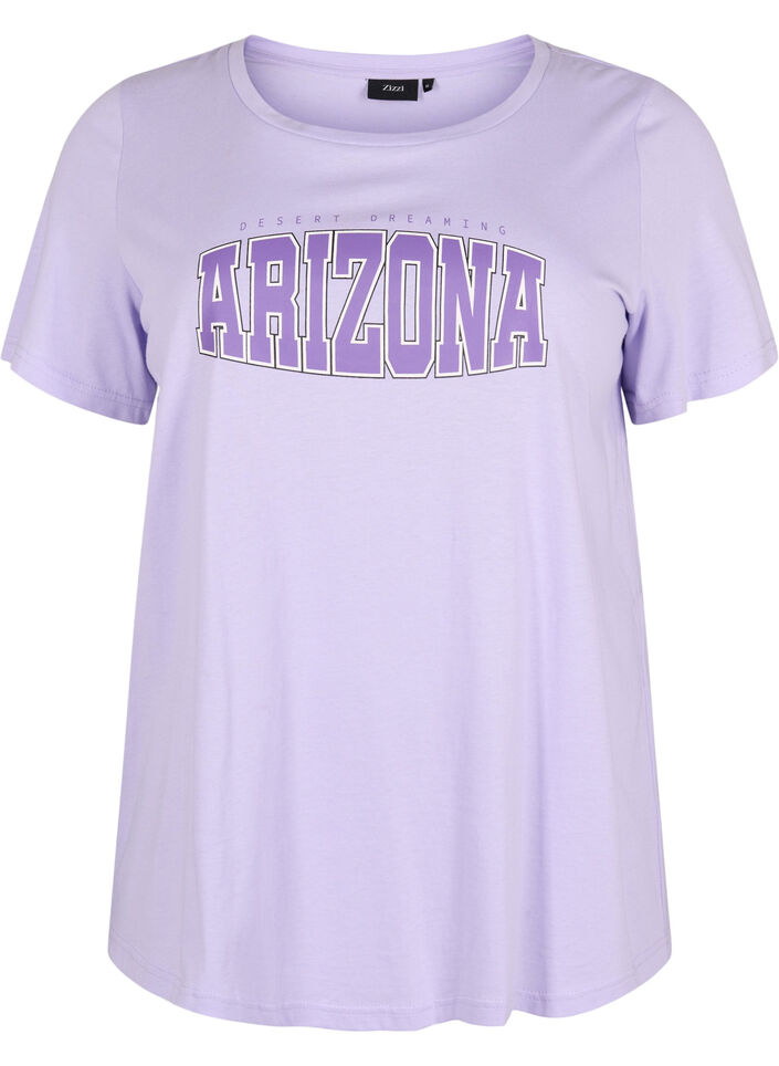 T-shirt i bomull med tryck, Lavender ARIZONA, Packshot image number 0