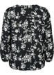 Blus med puff&auml;rm, Black Flower AOP, Packshot image number 1