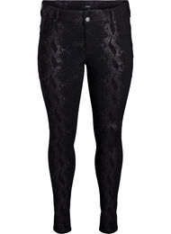 Slim fit-byxor med ormmönster, Svart