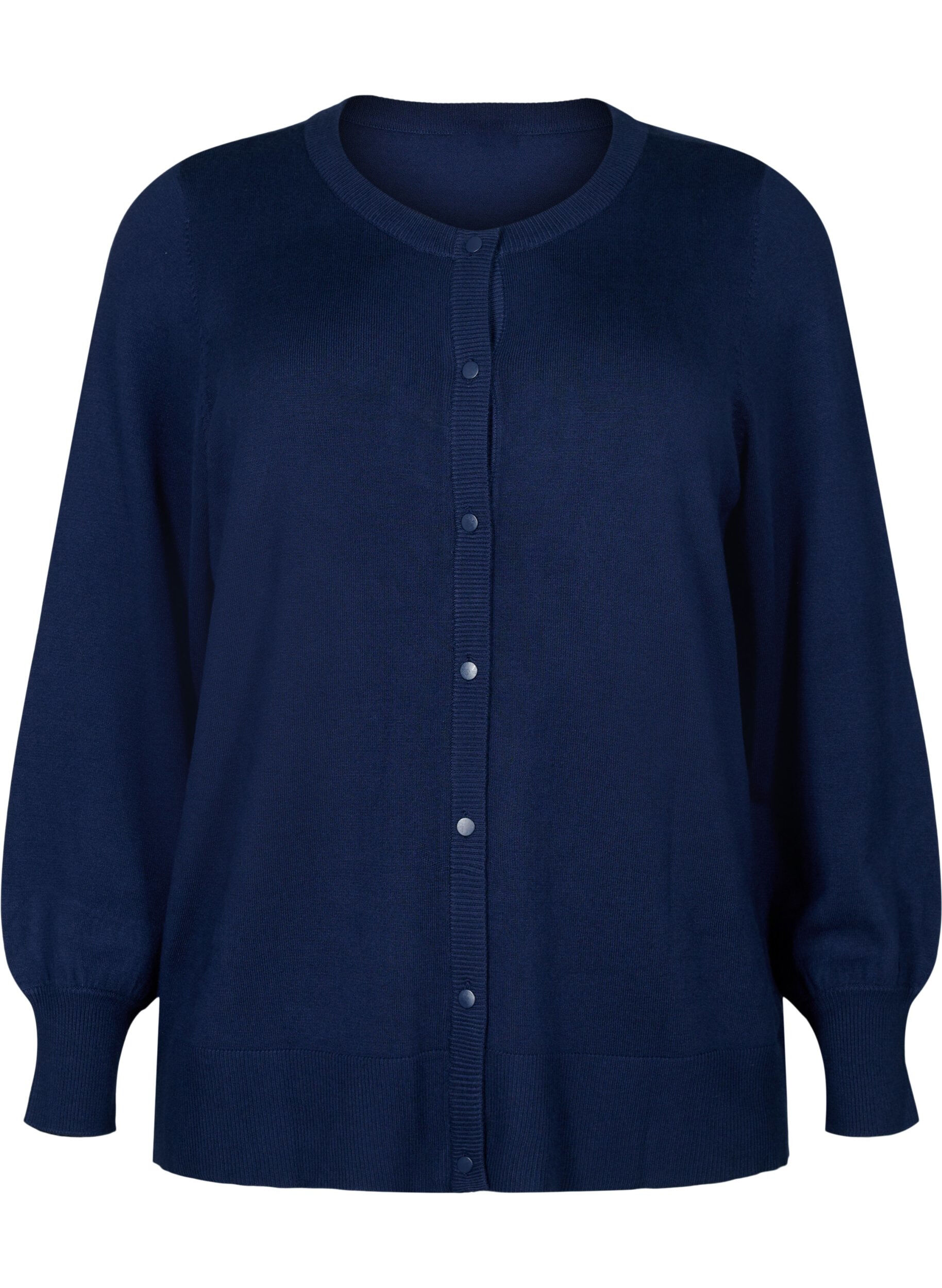 Zizzi Stickad viskoskofta med knappar, Navy Blazer, Packshot image number 0