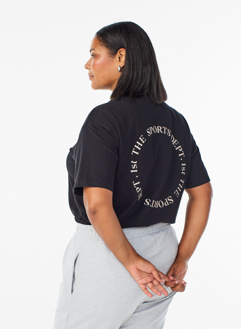 Sportig t-shirt i ekologisk bomull, Svart, Model image number 2