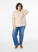 Löst stickat med 3/4-ärmar, Beige, Model image number 1
