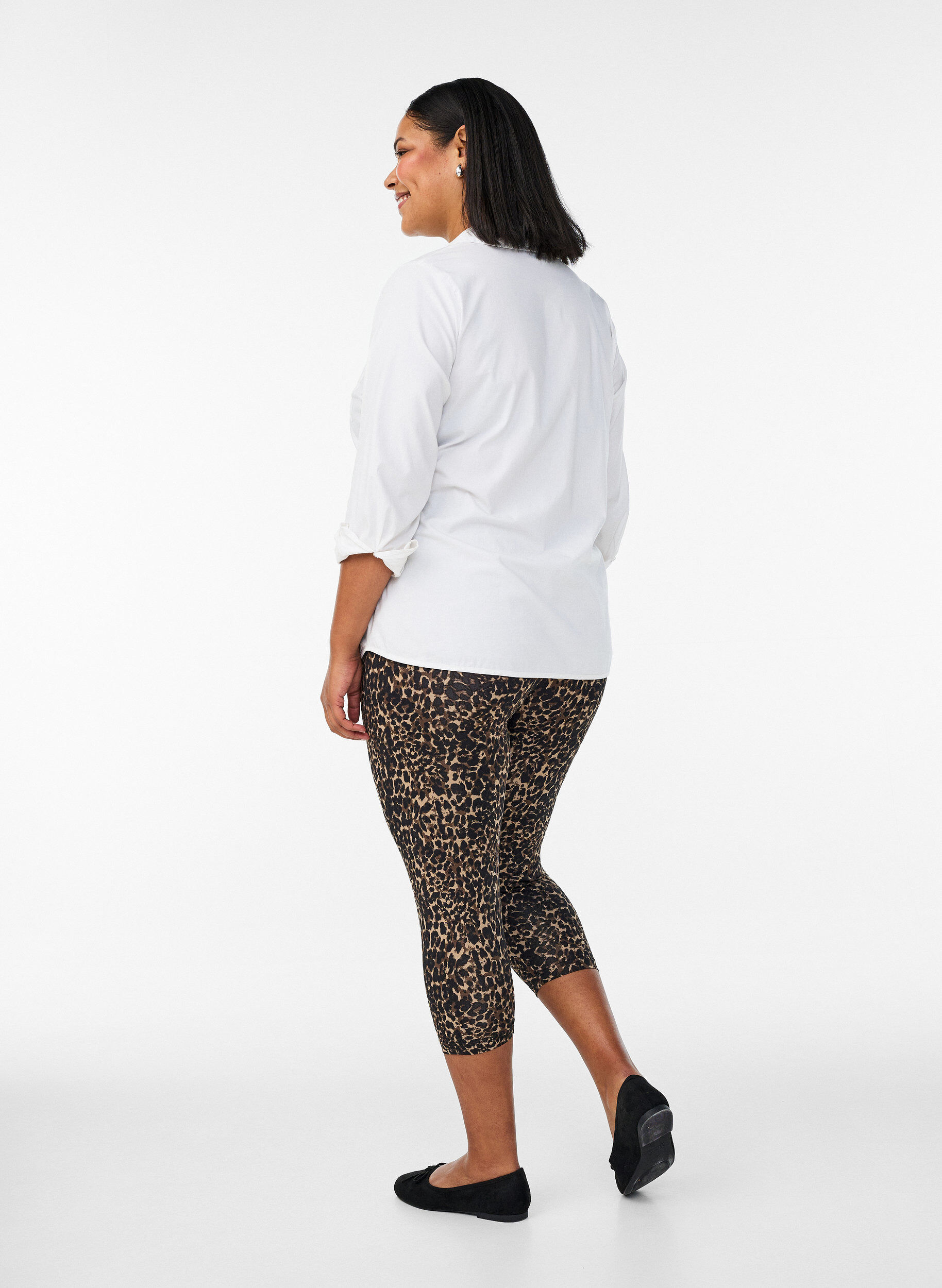 Zizzi 2-pack 3/4-l&aring;nga leggings, Svart, Model image number 2