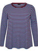 Randig blus med l&aring;nga &auml;rmar, Bl&aring;, Packshot image number 0