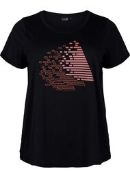  T-shirt till träning med print, Black w. Copper Foil