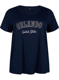 T-shirt i bomull med text, Navy B. Orlando