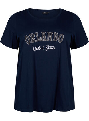 T-shirt i bomull med text, Navy B. Orlando, Packshot image number 0
