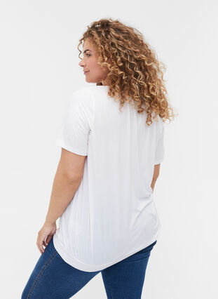 T-shirt i viskos med resår, Bright White, Model image number 1