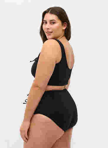 Bikinitrosa med hög midja och snörning, Black, Model image number 1