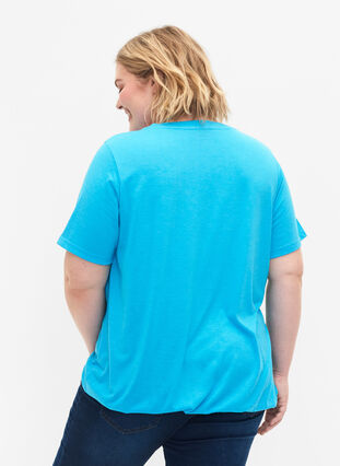 Melerad t-shirt med resårkant, Blue Atoll Mél, Model image number 1