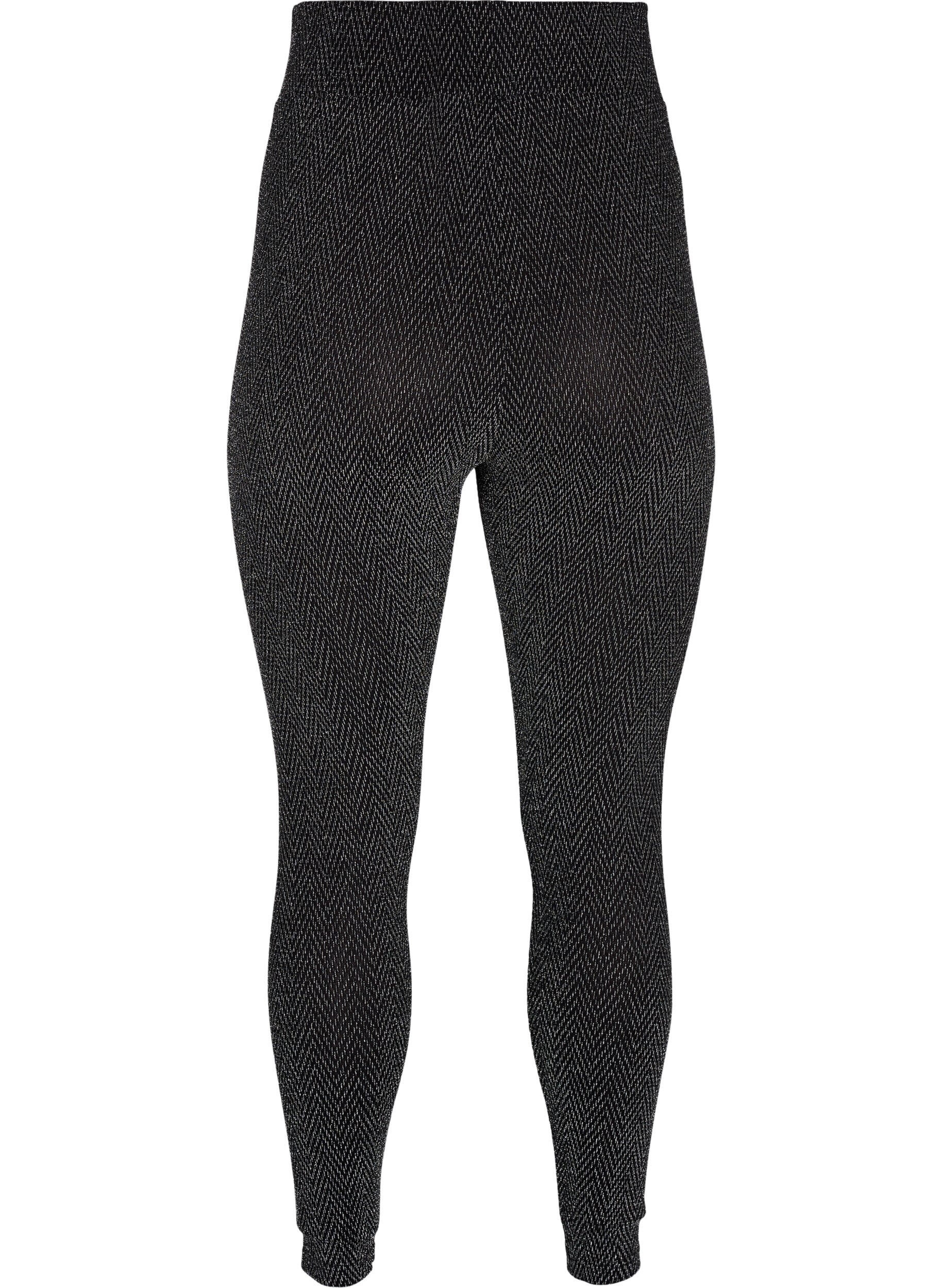 Zizzi Leggings med glitterm&ouml;nster, Silver ZigZagShimmer, Packshot image number 1