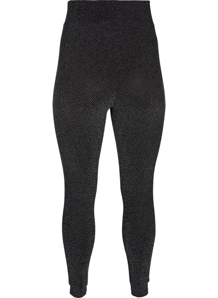 Leggings med glittermönster, Silver ZigZagShimmer, Packshot image number 1