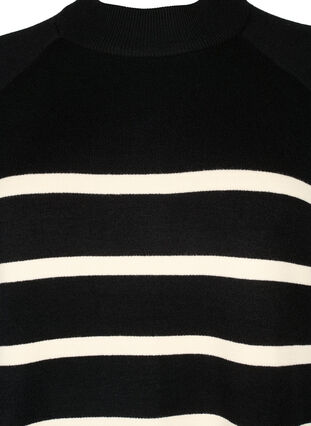 Randig stickad klänning med polokrage, Black Comb, Packshot image number 2