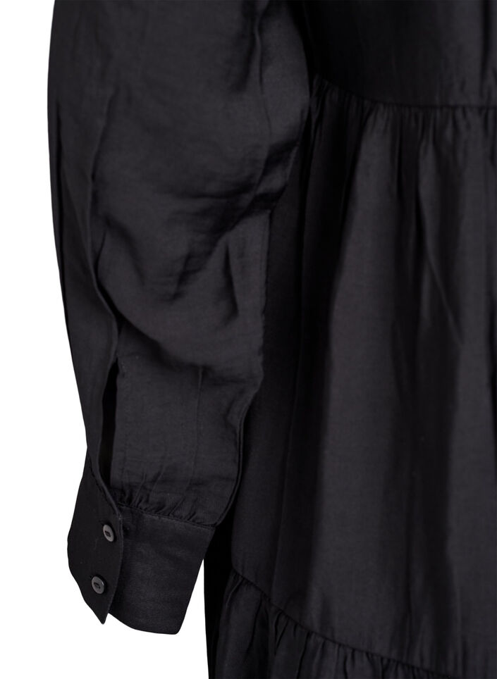 A-linjeformad klänning med volangkrage, Svart, Packshot image number 3